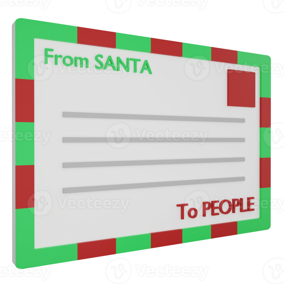 Letter from Santa clipart flat design icon isolated on transparent background, 3D render Christmas and New year concept png