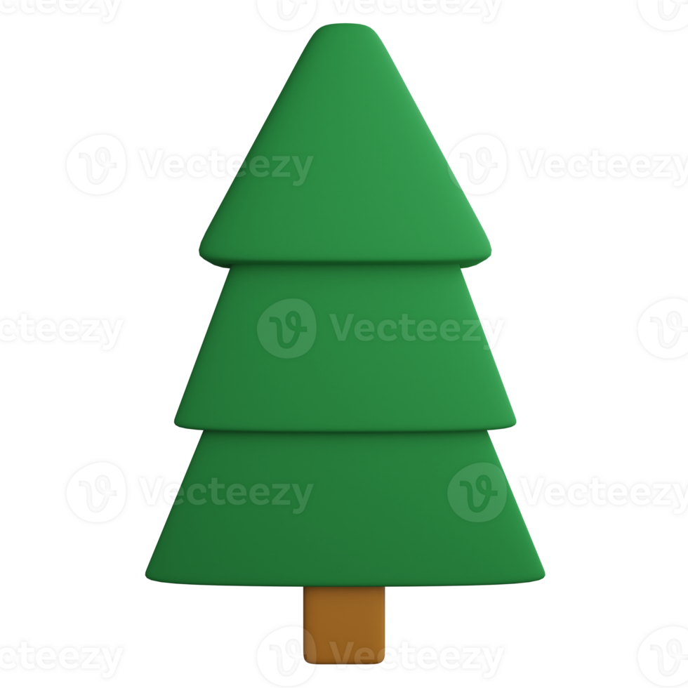 Christmas tree clipart flat design icon isolated on transparent background, 3D render Christmas and New year concept png