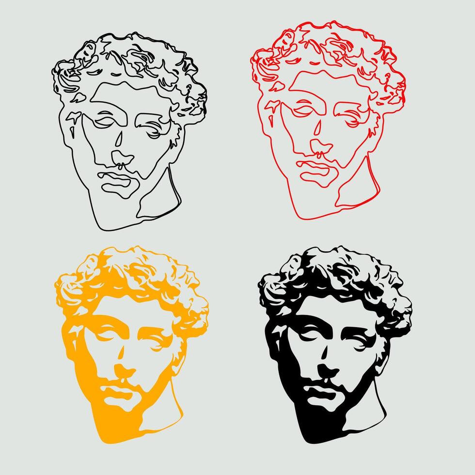 Illustration of an antique statue a trendy aesthetic gypsum portrait for streetwear design vector