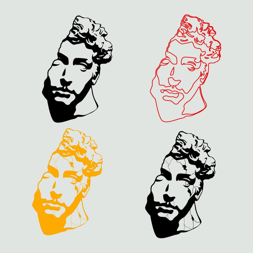Illustration of an antique statue a trendy aesthetic gypsum portrait for streetwear design vector