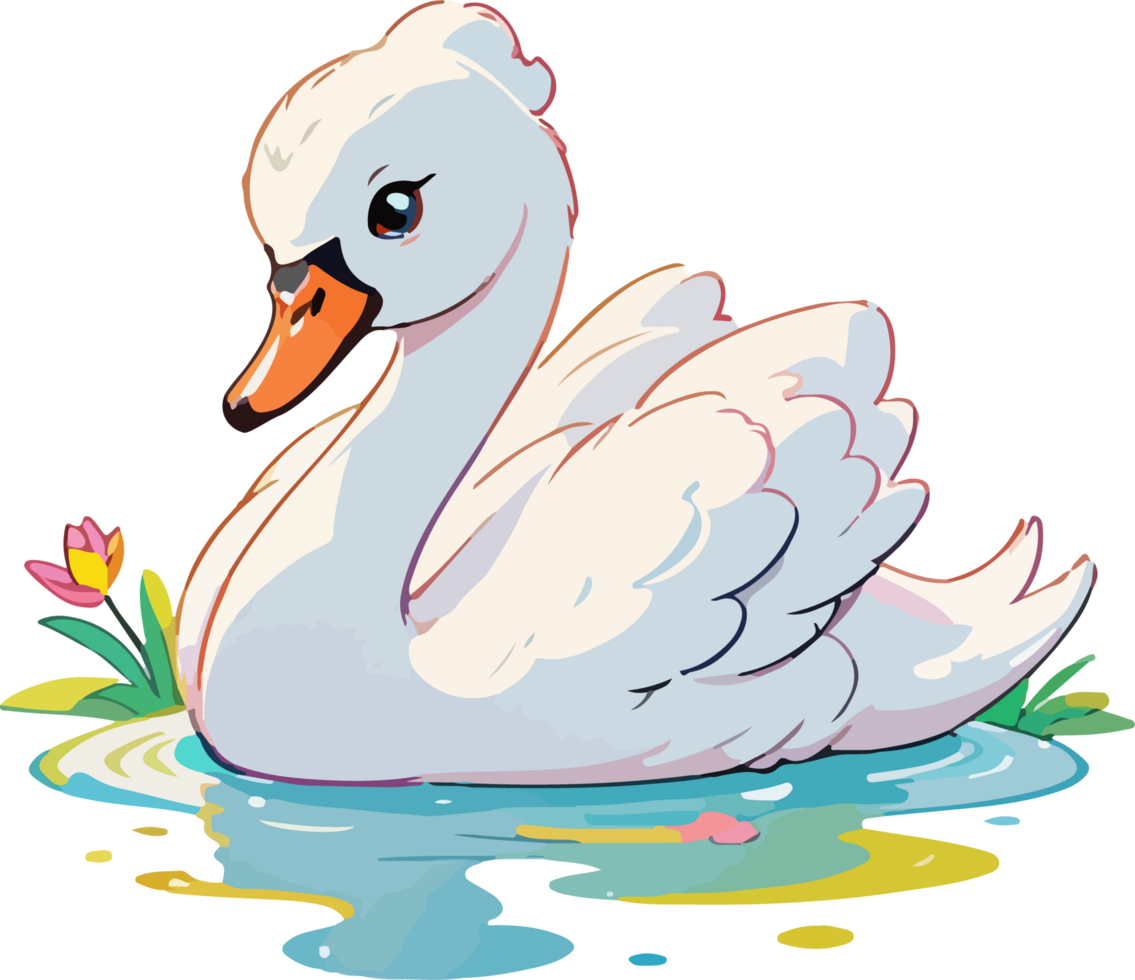 cygne oiseau dessin animé personnage png