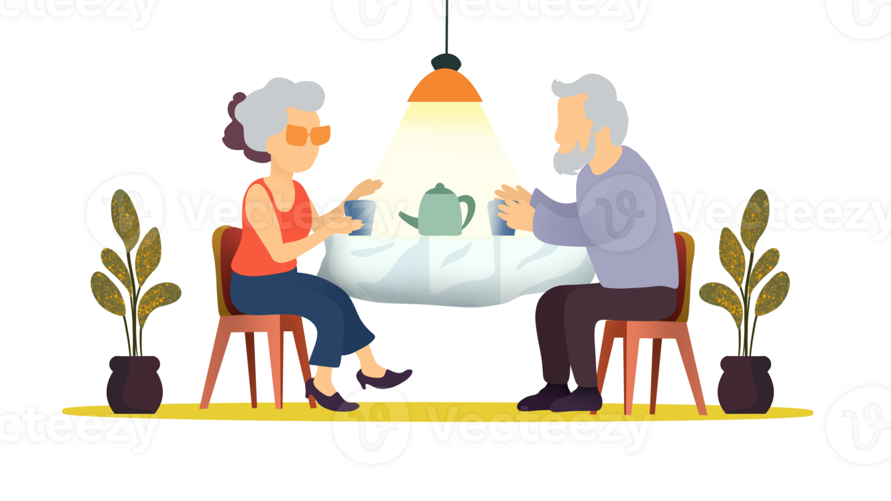 Grandmother and grandfather, Elderly couple sitting at kitchen table and drink tea or coffee together, Elderly women, friends and drink tea with friend together in nursing home, family life png