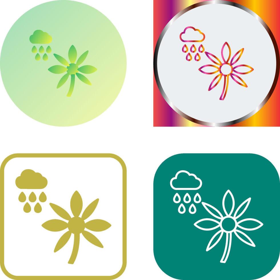 Flower with rain Icon Design vector