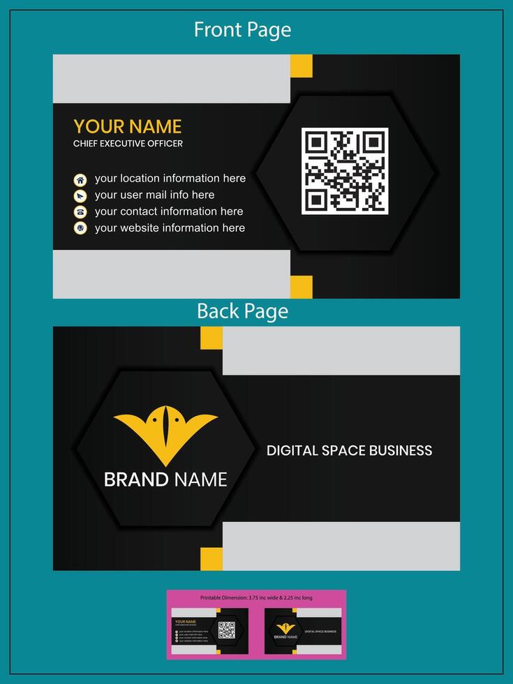 Black colour Elegant Business Card Design vector