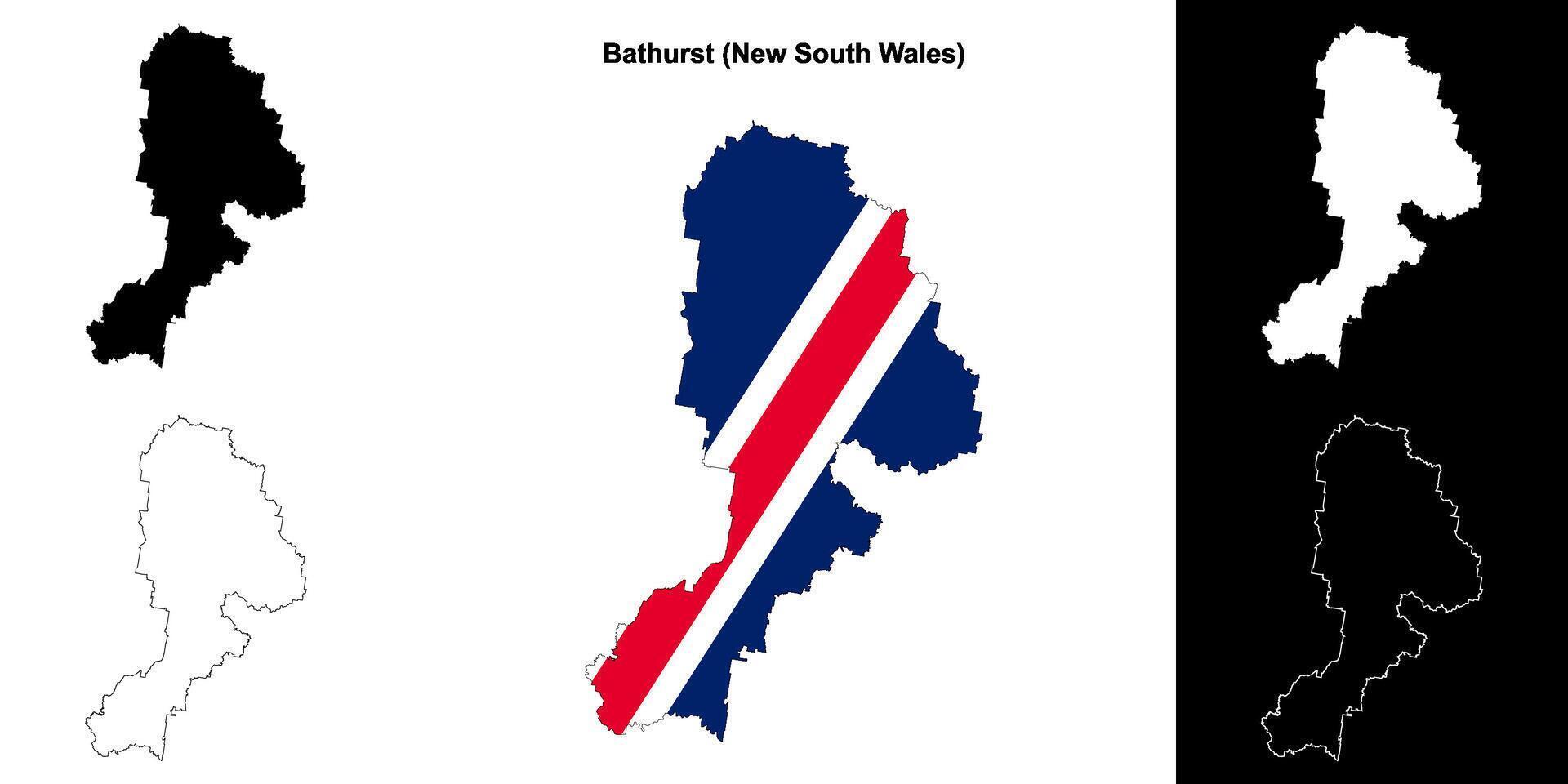 Bathurst blank outline map set vector