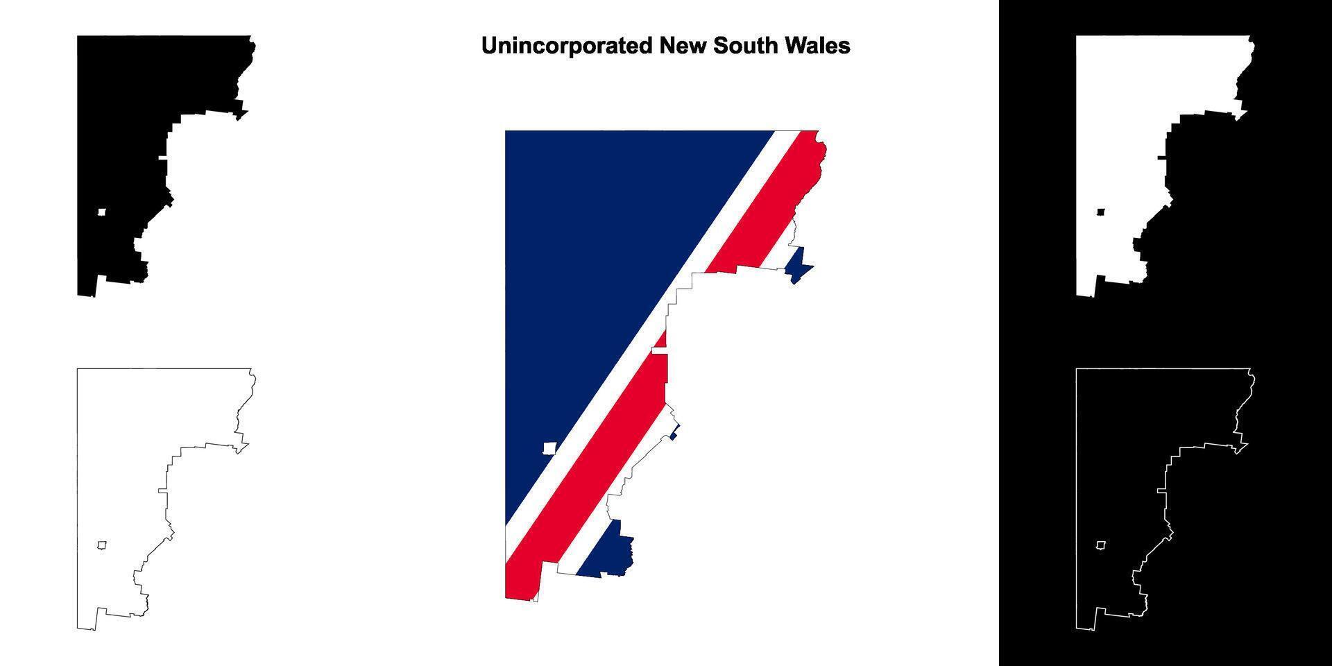 Unincorporated New South Wales blank outline map set vector