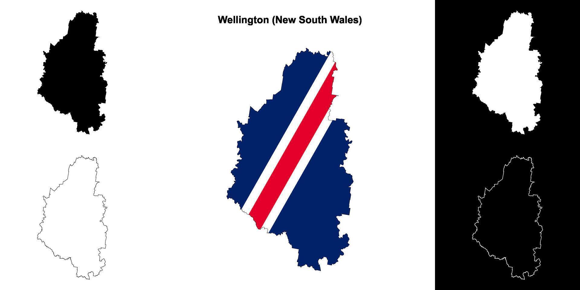 Wellington blank outline map set vector