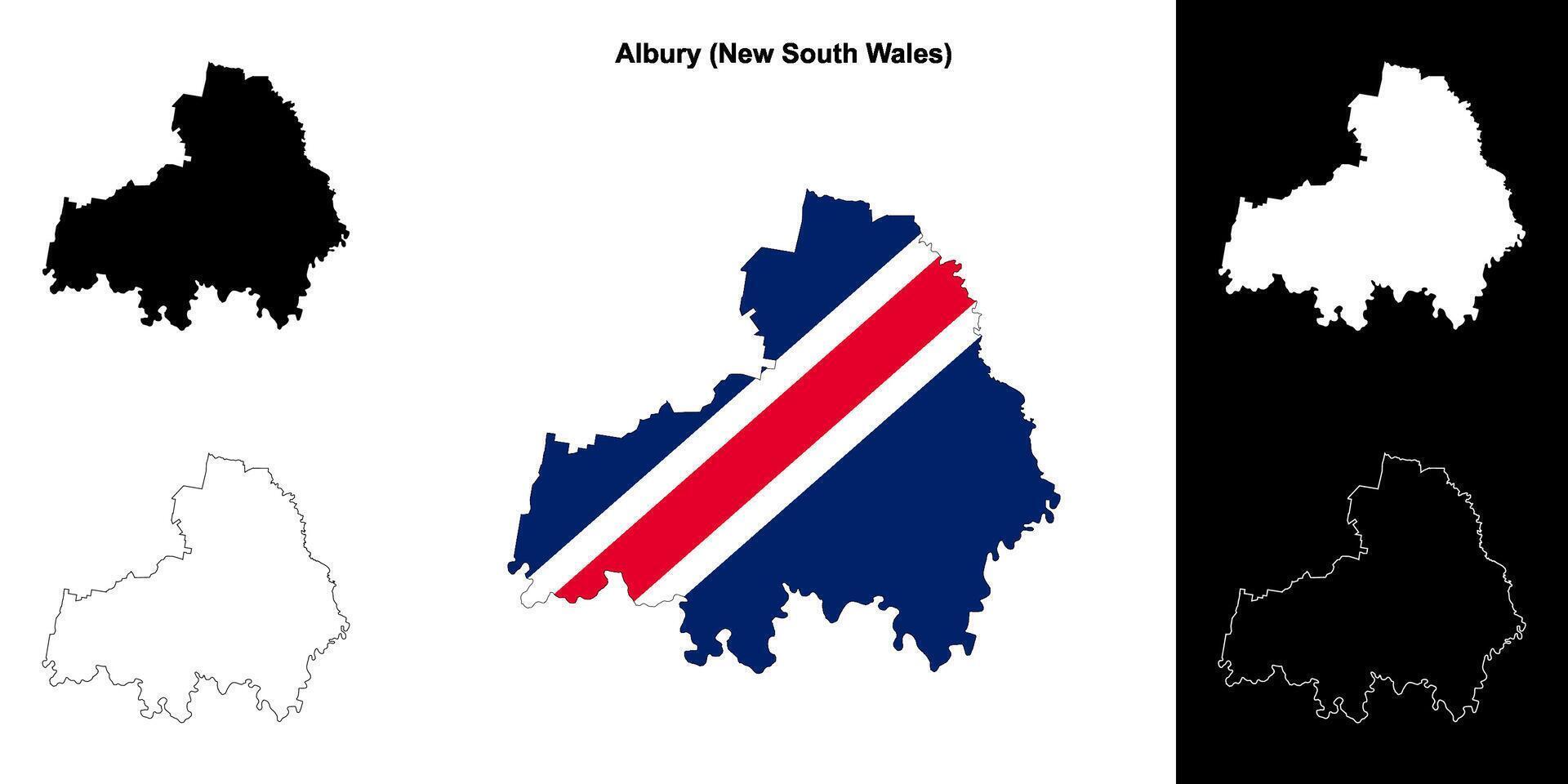 Albury blank outline map set vector