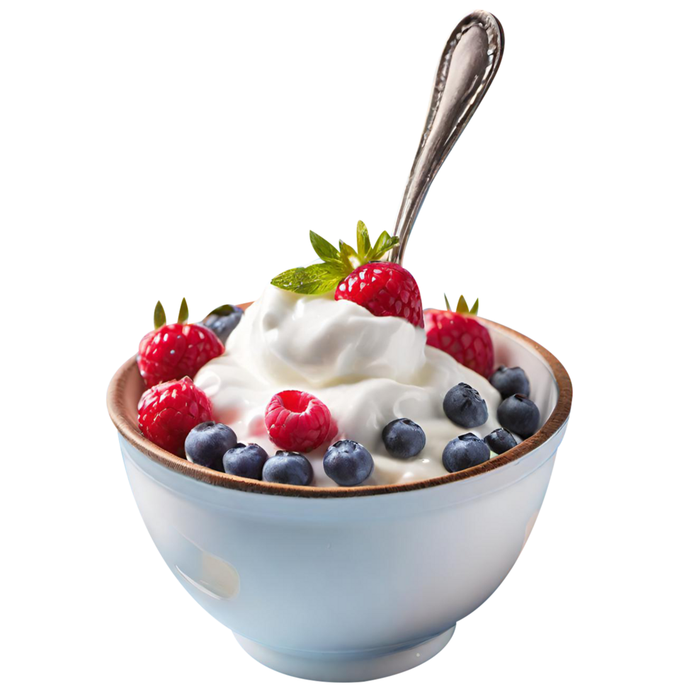Delicious berry yoghurt with fresh berries png
