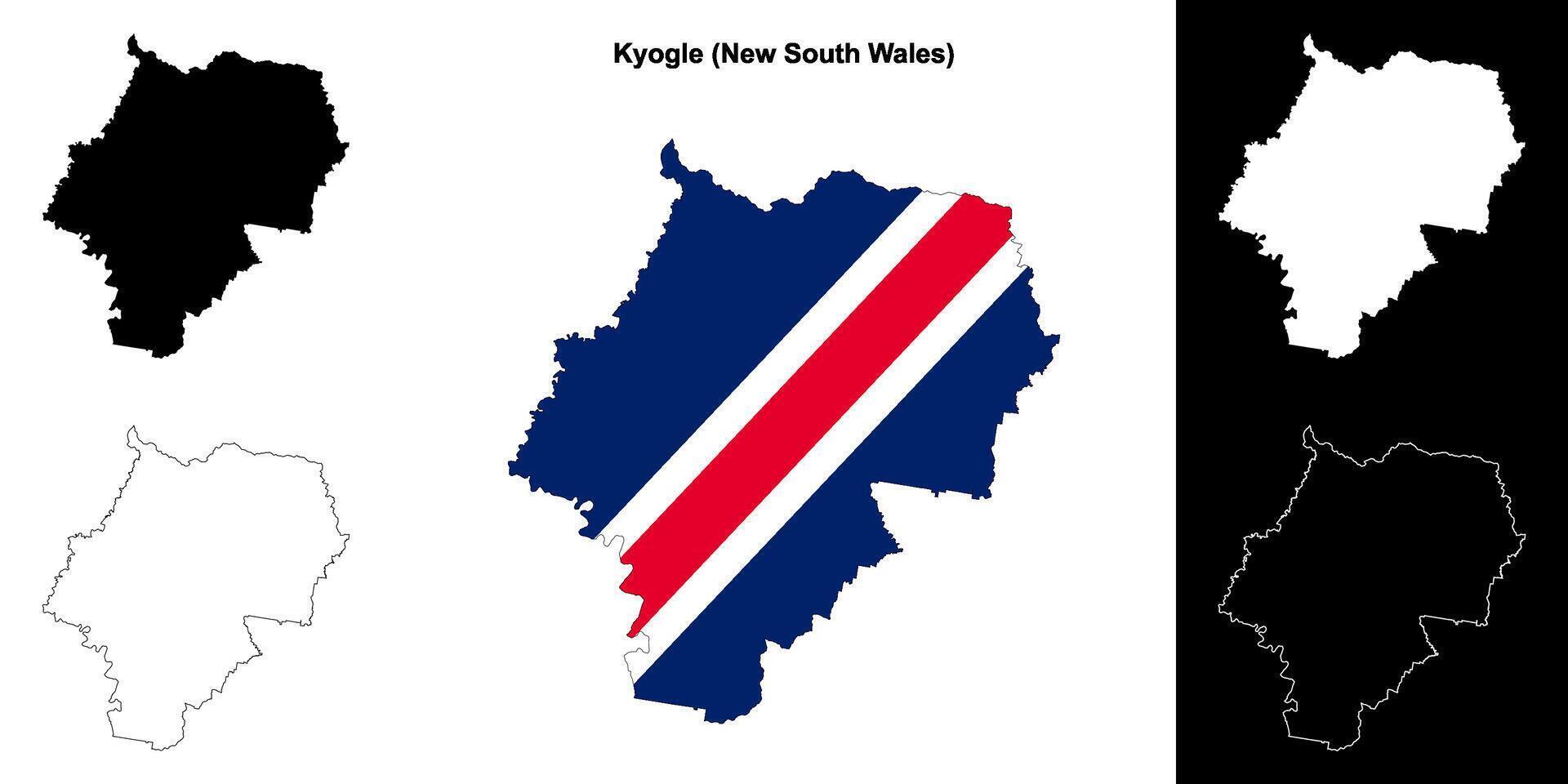 Kyogle blank outline map set vector