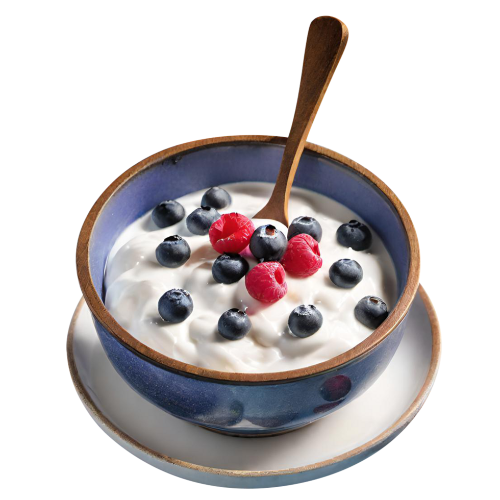 Delicious berry yoghurt with fresh berries png