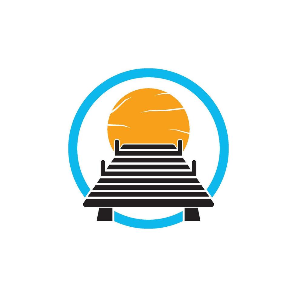 Sea pier logo icon design element logo template vector