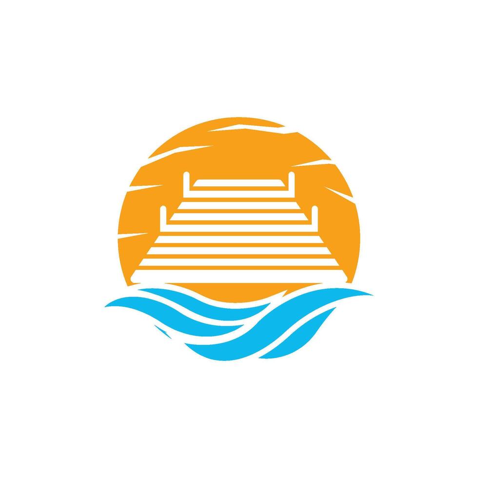 Sea pier logo icon design element logo template vector