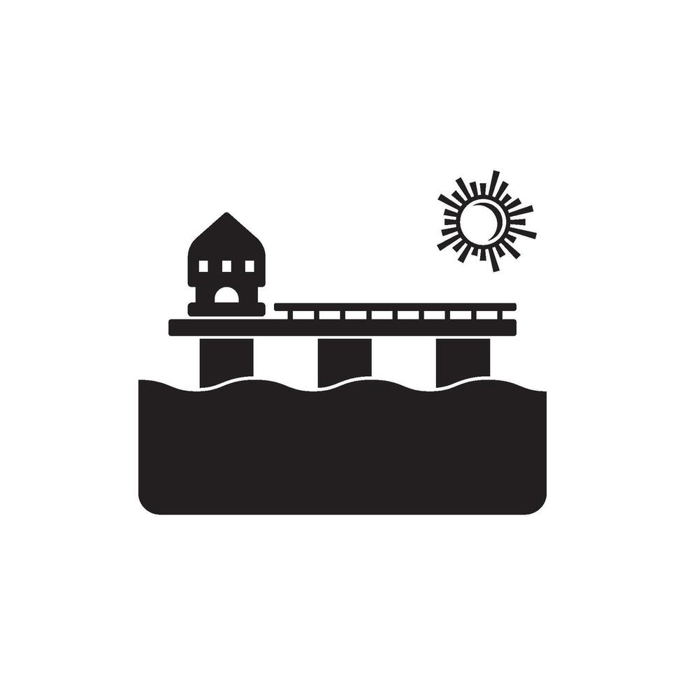 Sea pier logo icon design element logo template vector