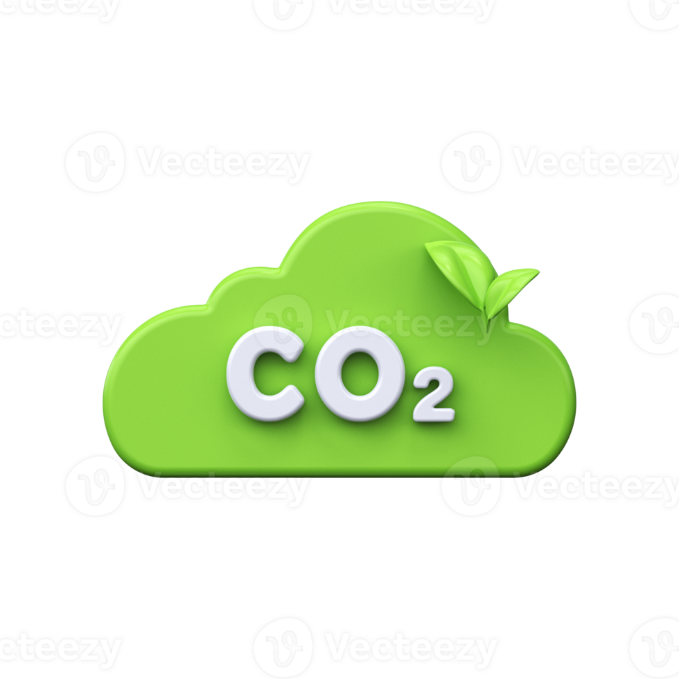 Reducing carbon emissions. 3d icon CO2 gas cloud png