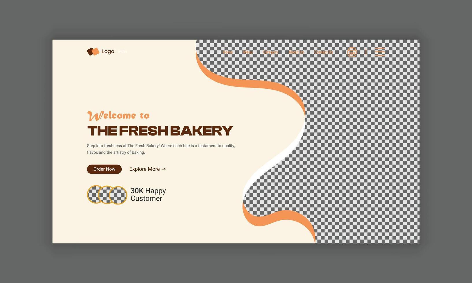 Website Landing Page for Bakery Shop, Home Page UI Design for Bakery Products, Website header Banner Design vector