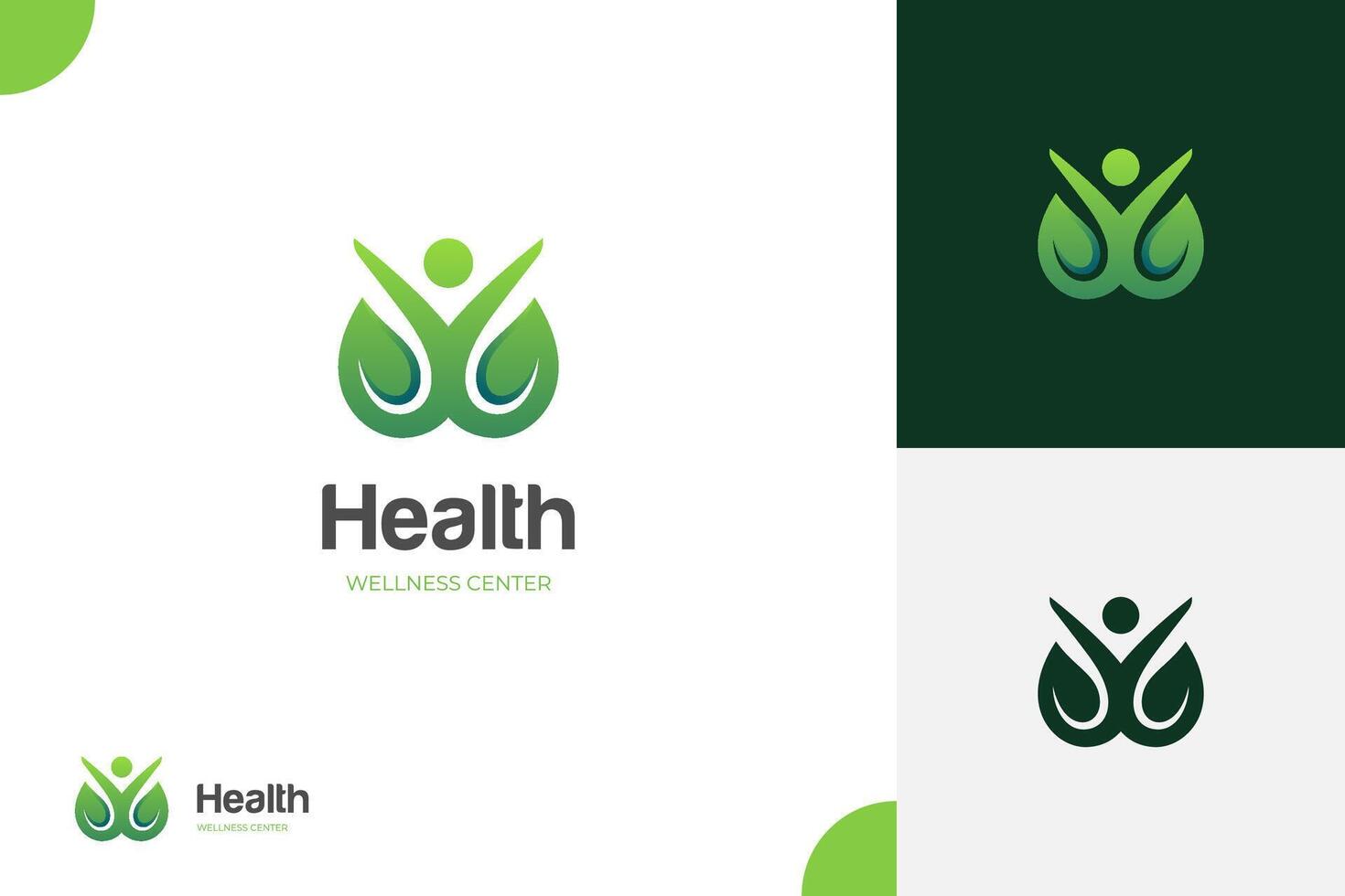 cuerpo cuidado logo icono diseño con personas aptitud y hoja gráfico símbolo para yoga y sano vida logo modelo vector