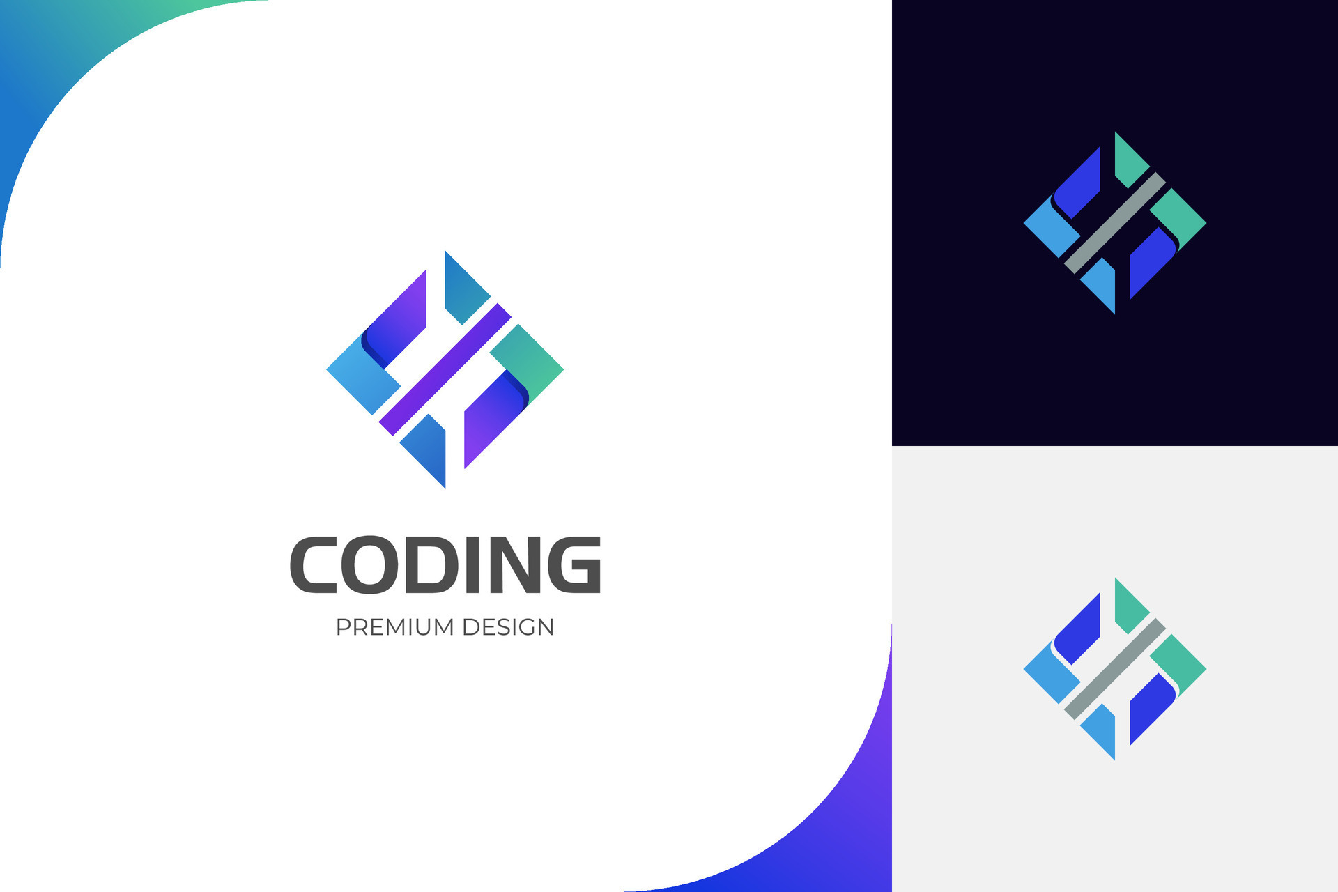 modern logos of code for coding, programming gradient and flat logo ...