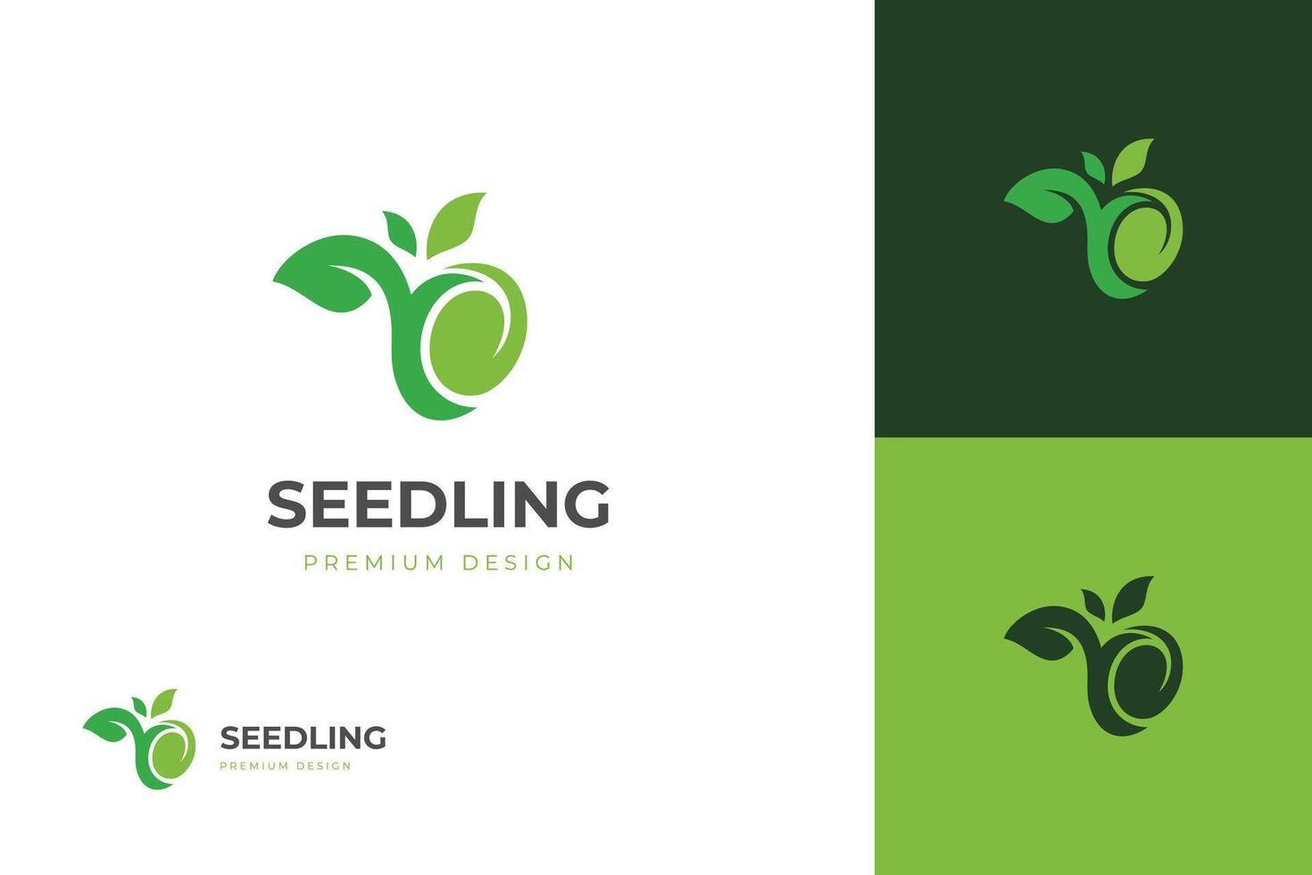 Sprout logo icon design with seed growth graphic symbol for green green earth logo template vector