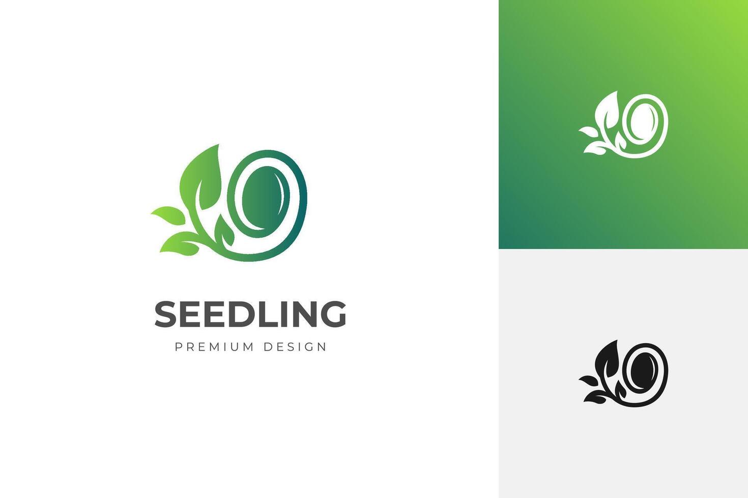 Sprout logo icon design with seed growth graphic symbol for green green earth logo template vector