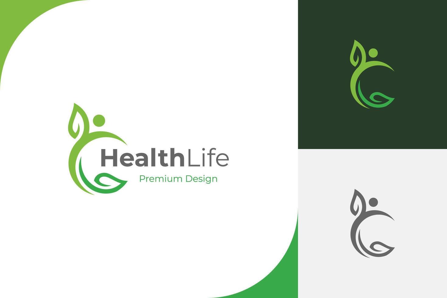 people health life logo icon design. people grow with green leaf icon symbol for health lifestyle logo illustration design element vector