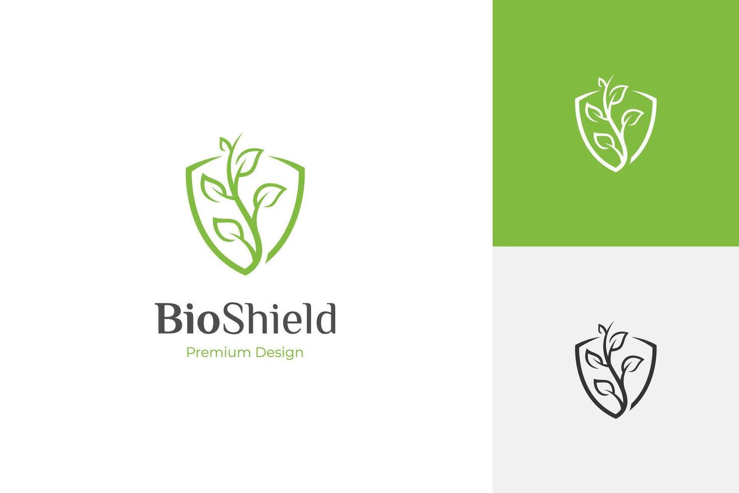 Bio shield logo icon design with leaf protection for nature graphic symbol vector
