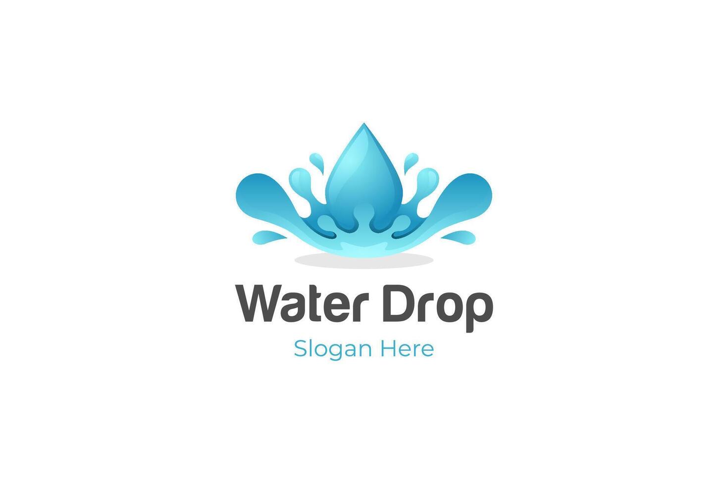 water droplets logo design with gradient blue symbol, rain drop graphic element. pure water droplets logo template vector