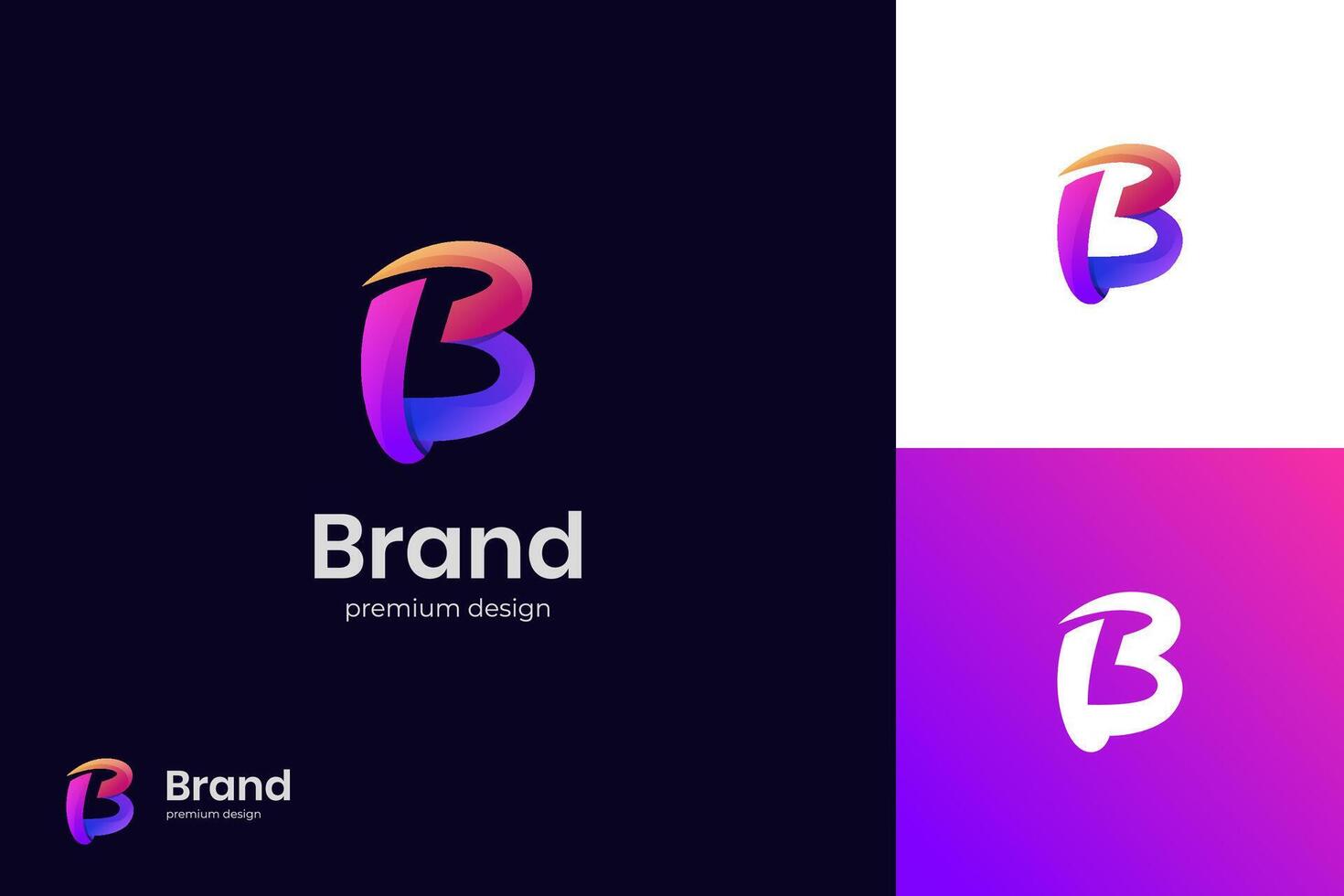 letter B gradient logo identity design, abstract colorful vibrant logo template vector