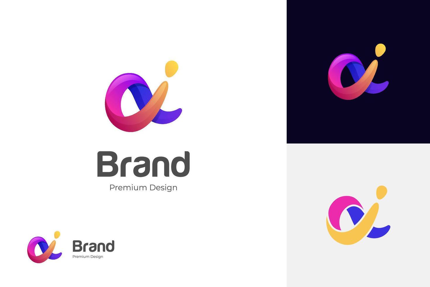 letter ai lowercase identity logo design with multicolor shape icon design element, minimalist style for business technology and company identity vector