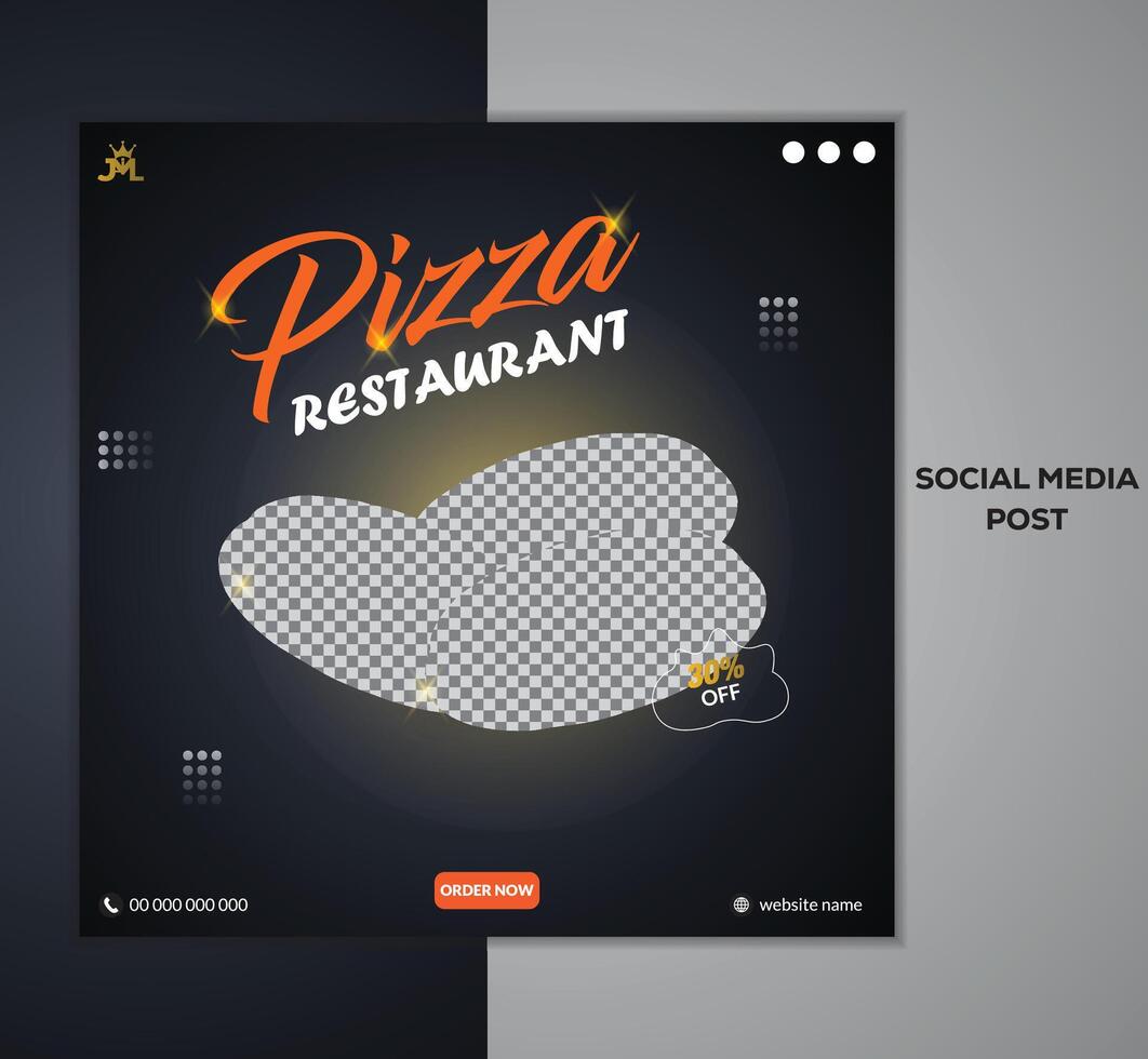 Delicious pizza social media post template design, Social media post template. vector