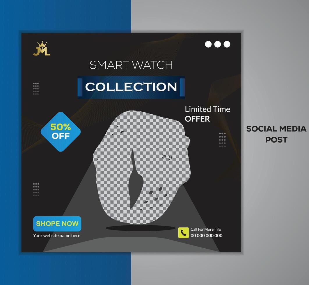 New Arrival Classic smartwatch social media banner post design template for selling. Smartwatch social media post vector