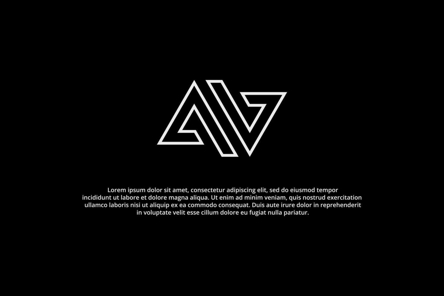 letter a v line art with black background logo vector