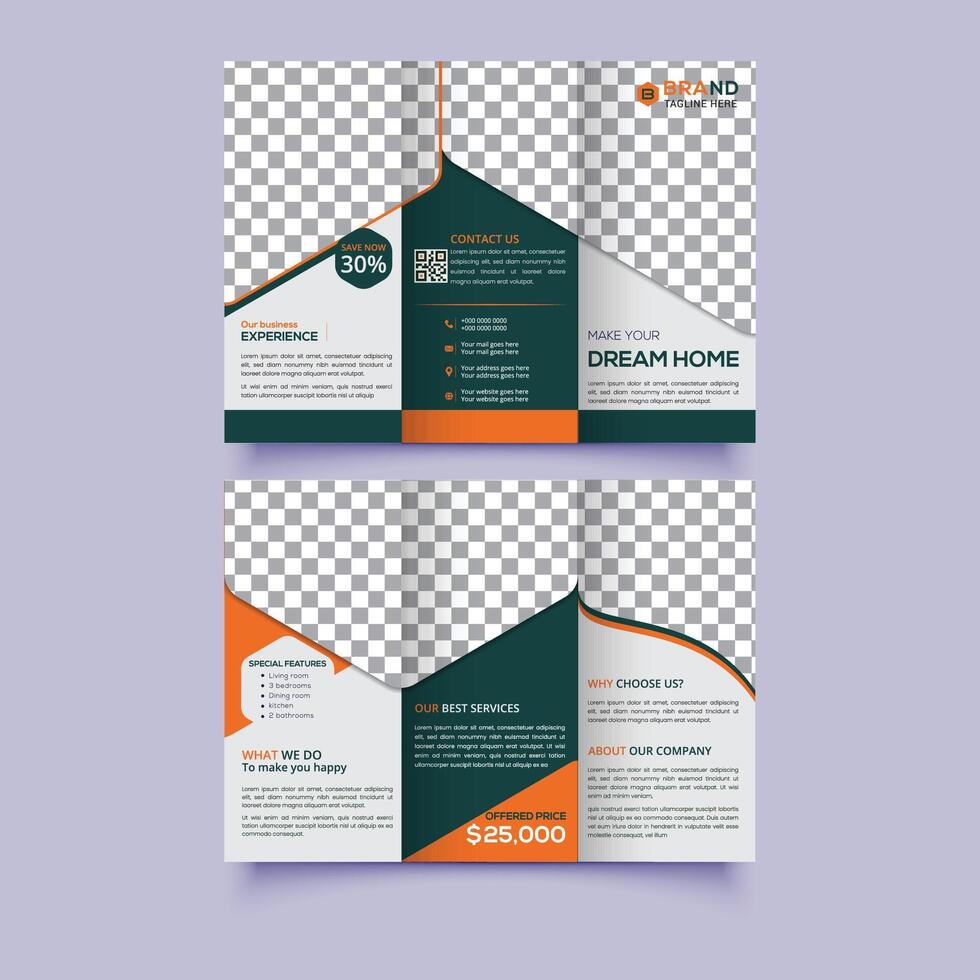Real estate trifold brochure design vector