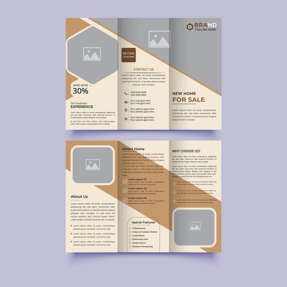 Real estate trifold brochure design vector