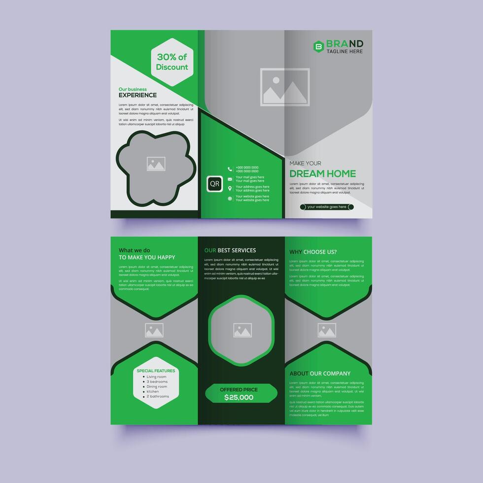 Real estate trifold brochure design vector