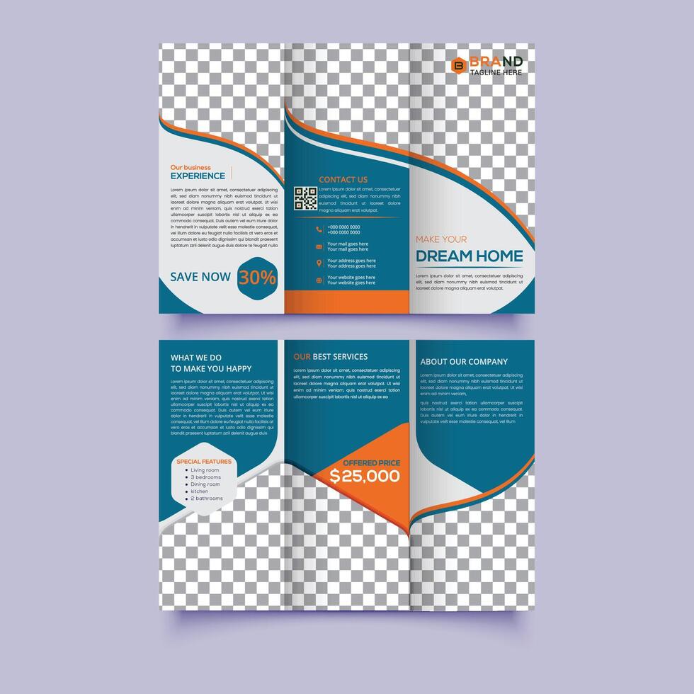 Real estate trifold brochure design vector