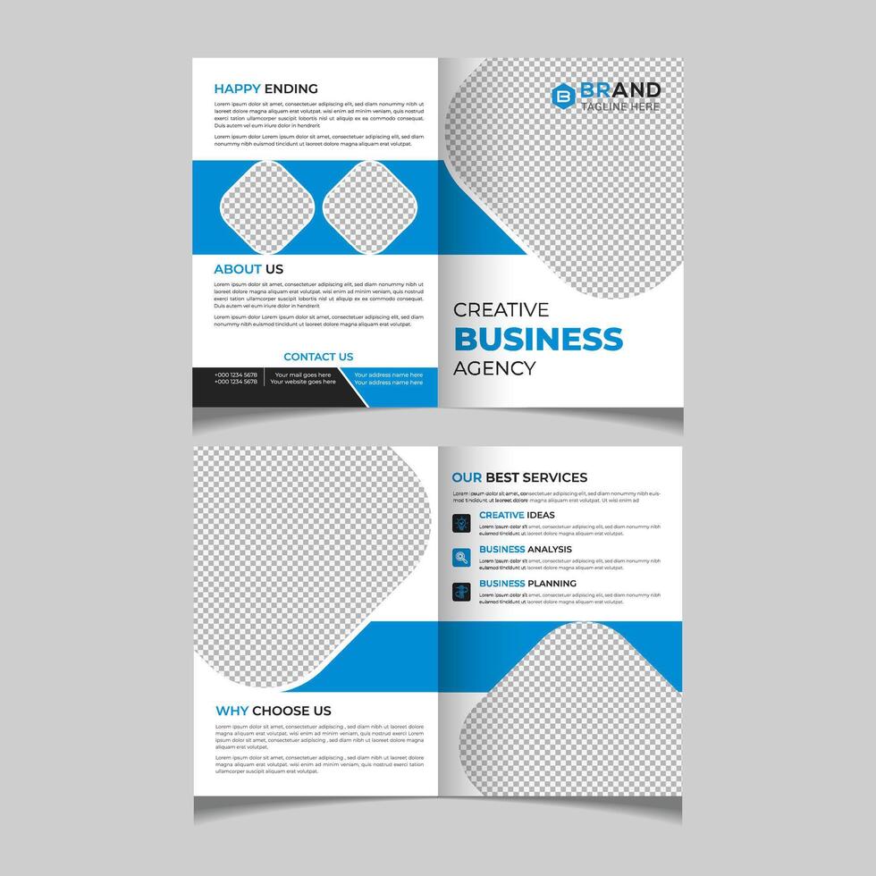 Corporate bi-fold brochure design vector