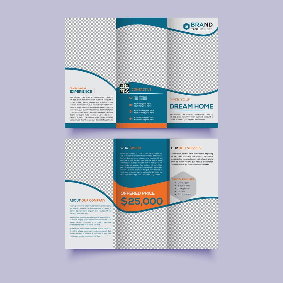 Real estate trifold brochure design vector