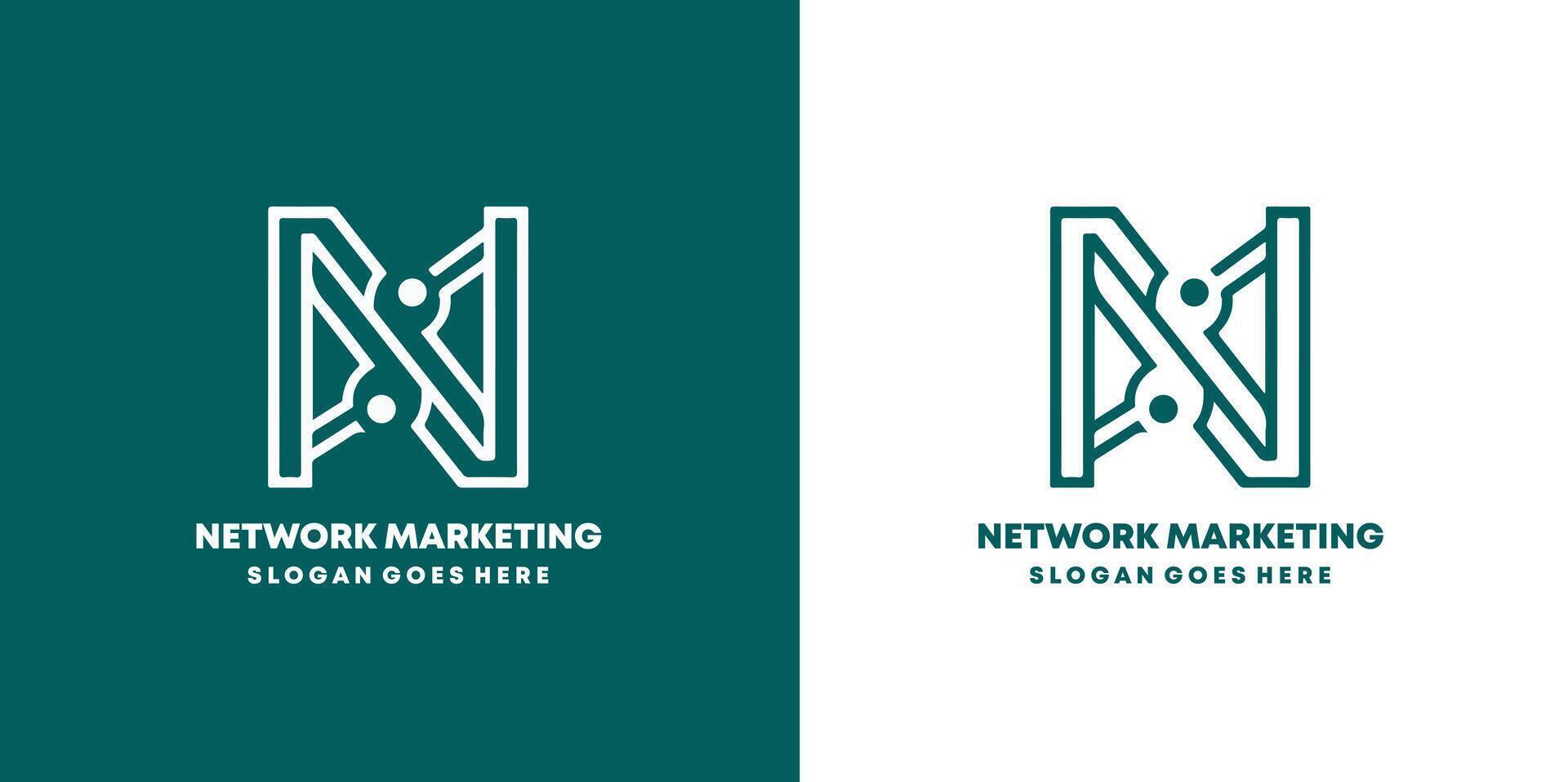 Initial letter N and M Network Marketing logo design template, eps 10 illatration vector