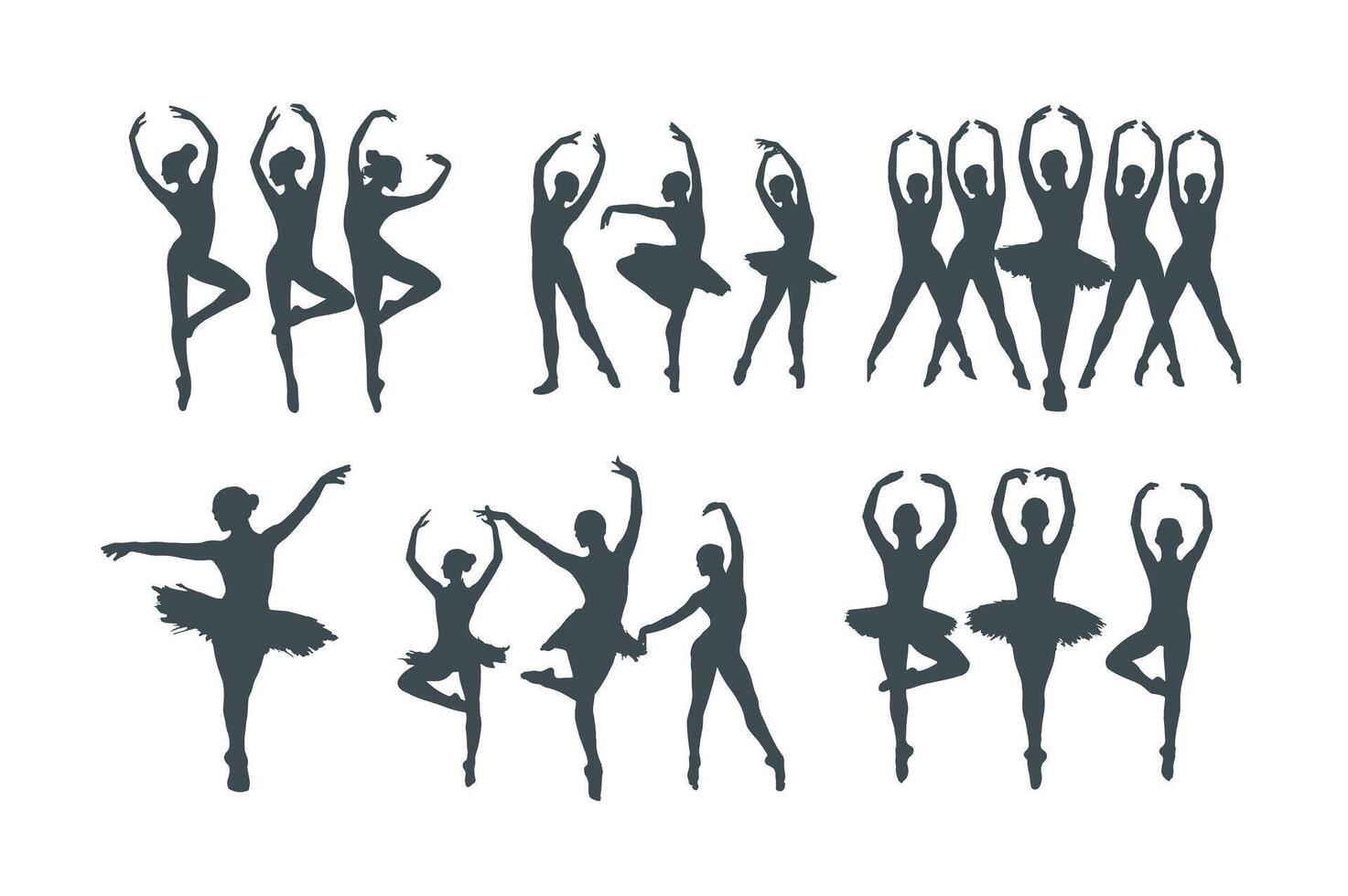 moderno Pro Moda danza silueta paquete de bailarín siluetas en blanco fondo, vector