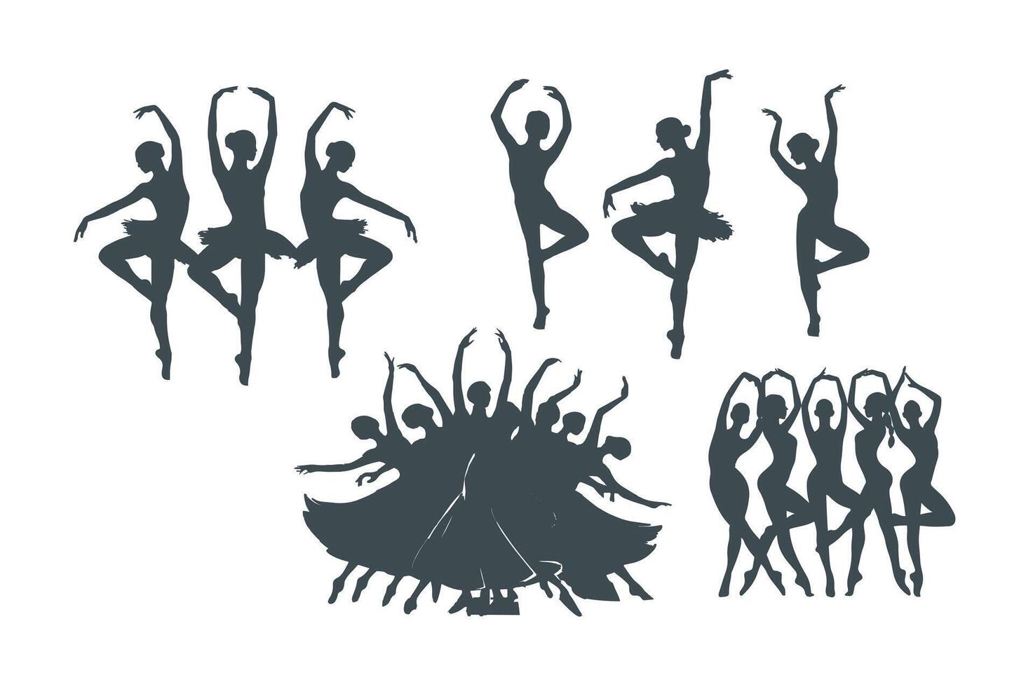 Modern Pro fashion Dance silhouette pack of dancer silhouettes on white background, vector