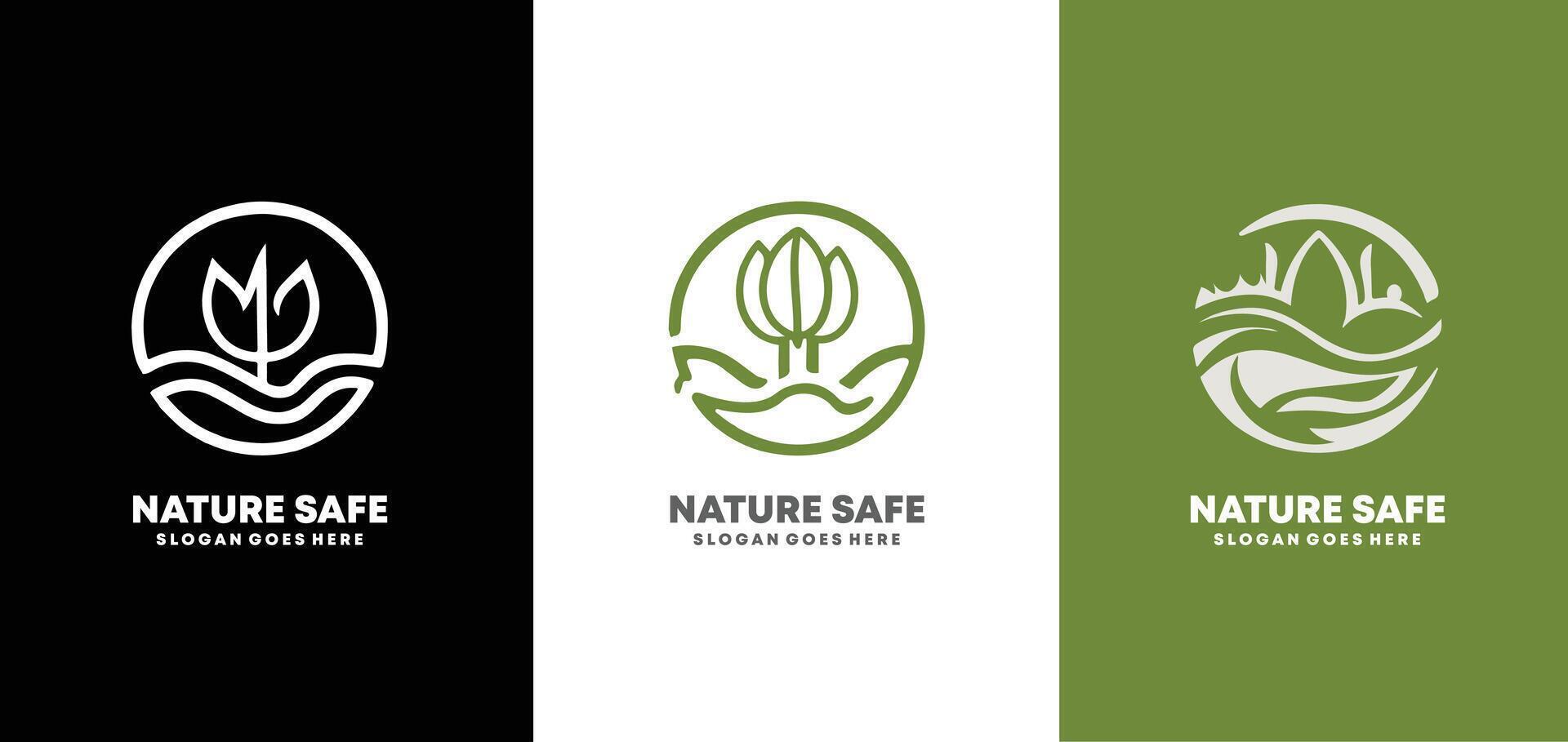 nature environment green safe tree logo design set template, EPS 10 pro illustration vector