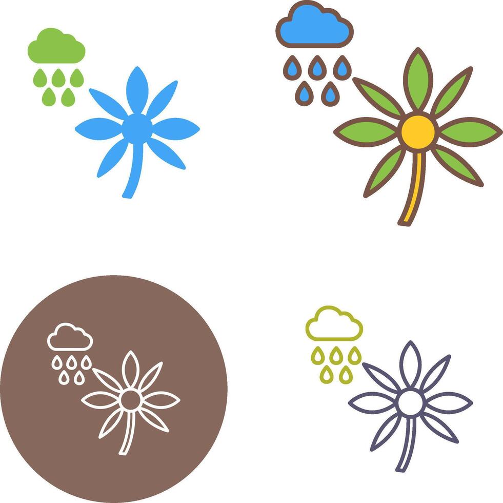 Flower with rain Icon Design vector