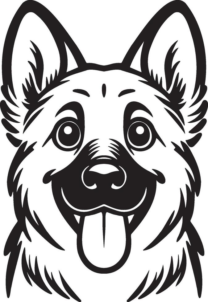German Shepherd Dog Head Illustration. vector