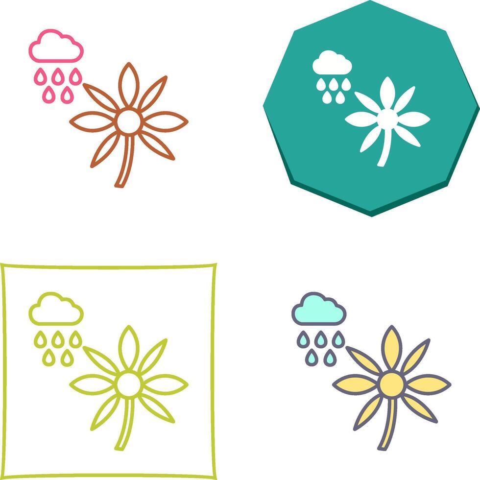 Flower with rain Icon Design vector