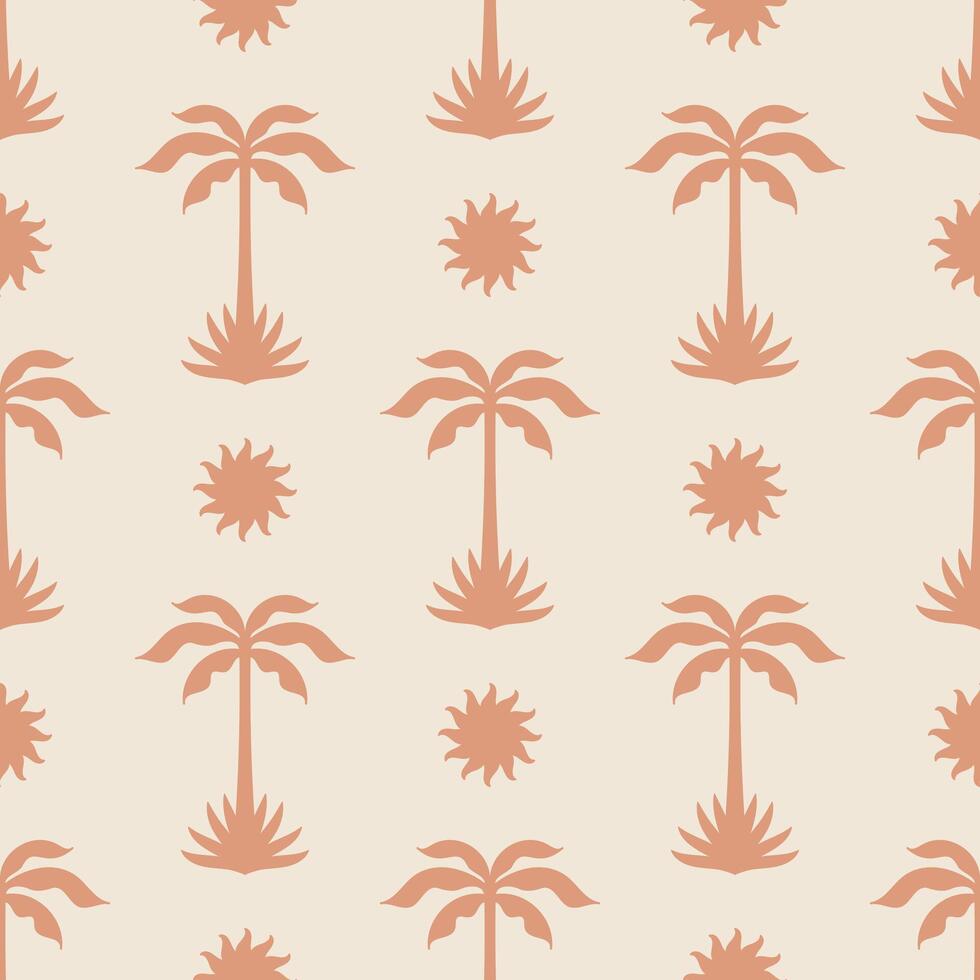 Palm tree seamless pattern. tropical summer background. Beach hand drawn simple boho repeat texture. Modern textile, print, wallpapers, wrapping paper. vector