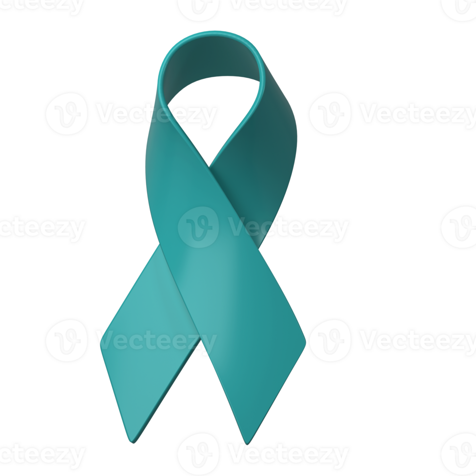 3d Ovarian Cancer Awareness Month Teal Color Ribbon Ovarian Cancer, Polycystic Ovary Syndrome, Post Traumatic Stress Disorder, Obsessive Compulsive Disorder for poster png