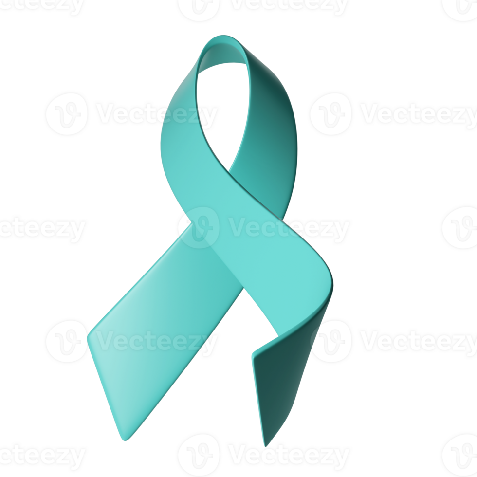 3d Ovarian Cancer Awareness Month Teal Color Ribbon Ovarian Cancer, Polycystic Ovary Syndrome, Post Traumatic Stress Disorder, Obsessive Compulsive Disorder for poster png