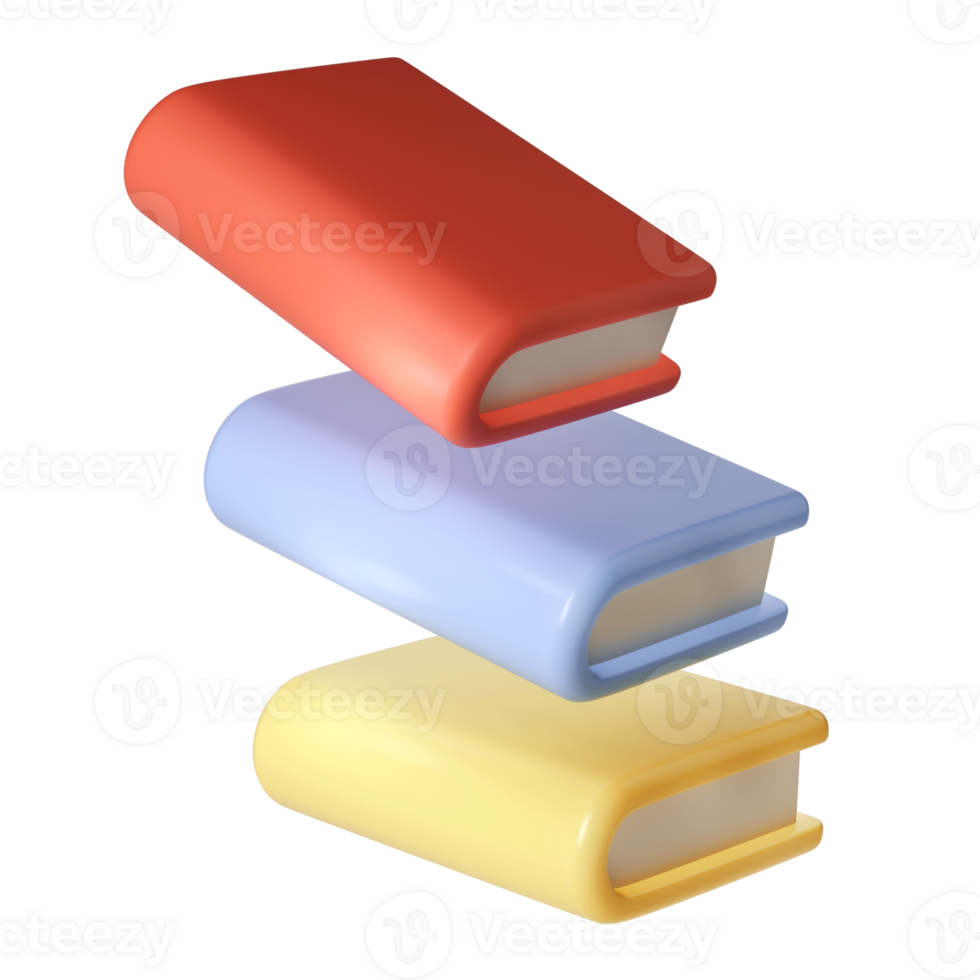 3D Stack of Book back to school, university or college graduate Icon. Render Education or Business Literature. E-book, Encyclopedia, Textbook Illustration png