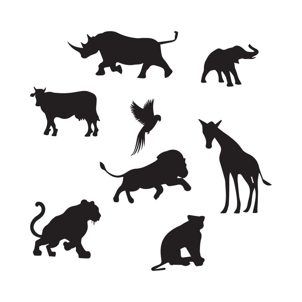 Wild animals silhouette vector